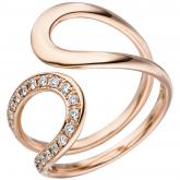 Damen Ring 585 Rotgold mit 21 Brillanten geschwungen abstrakt | Rosé- und Rotgoldschmuck