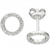 Ohrstecker 925 Sterling Silber mit 36 Zirkonia kreisförmig ca. 8,6 mm