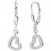 Ohrhänger "Herz" 925 Sterling Silber mit 32 Zirkonia weiß | Silberschmuck