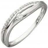 Damen Ring 925 Sterling Silber/teilmattiert mit 16 Zirkonia in weiß | Silberschmuck