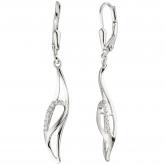 Boutons "Tropfen" abstrakt 925 Silber/teilmatt mit 18 Zirkonia weiß | Silberschmuck