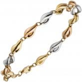 Glieder-Armband 585 Gelb-/Rot-/Weißgold tricolor 19 cm Schlaufe | Rosé- und Rotgoldschmuck