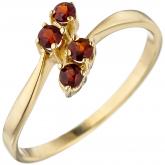Damen Ring 375 Gelbgold 4 Granate rot
