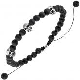 Armband "Totenköpfe" Onyx Perlen schwarz 21,5 cm Armband "Totenköpfe" Onyx Perlen schwarz 21,5 cm