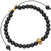 Armband "Totenkopf" mit Onyx-Perlen schwarz und Edelstahl/PVD Gelbgold 19,5 cm Armband "Totenkopf" mit Onyx-Perlen schwarz und Edelstahl/PVD Gelbgold 19,5 cm