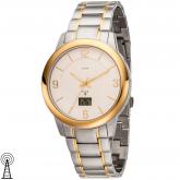 JOBO Funk analog Herren Armbanduhr Edelstahl/teilvergoldet Datum digital | 
