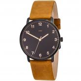 JOBO Quarz analog Herren Armbanduhr Edelstahl mit Lederband hellbraun | Uhren