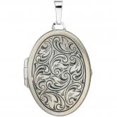 Medaillon oval für 2 Fotos 925 Sterling Silber Dekor floral Vintage | Silberschmuck
