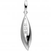 Anhänger 925 Sterling Silber teilmattiert mit 3 Zirkonia weiß | Edelsteine