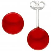 Ohrstecker 925 Sterling Silber mit 2 Muschelkern Perlen rot 8 mm | Silberschmuck