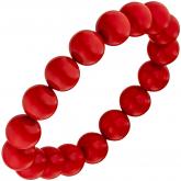 Armband mit Muschelkern Perlen rot 19 cm elastisch Perle 12 mm | Perlen