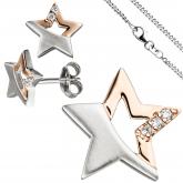 Kinder Schmuck-Set "Stern" 925 Silber/ rosévergoldet und Zirkonia mit Kette 38 cm | Sets
