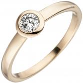 Damen Ring 585 Gelbgold mit Brillant 0,25 ct. rund gefasst | Gelbgoldschmuck