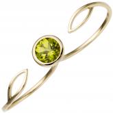Damen Zweifinger Ring 585 Gelbgold mit Peridot grün | Edelsteine