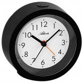 Atlanta Quarz analog Wecker rund schwarz leise mit Licht, Snooze