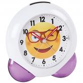 Atlanta Quarz analog Kinderwecker "Smilie" weiß/lila