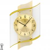 AMS Funk analog Wanduhr Holz goldfarben mit Glas geschwungen AMS Funk analog Wanduhr Holz goldfarben mit Glas geschwungen