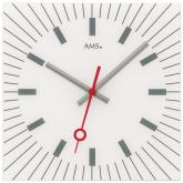 AMS Quarz analog Wanduhr mit Glas in weiß quadratisch AMS Quarz analog Wanduhr mit Glas in weiß quadratisch