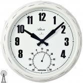 Atlanta Funk analog Wanduhr weiß Vintage-Optik mit Thermometer | Uhren