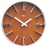 Atlanta Quarz analog Wanduhr rund Holzoptik nussbaum-/silberfarben | Atlanta