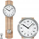 Atlanta Funk analog Wanduhr mit Pendel in Erle-Optik und silberfarben Atlanta Funk analog Wanduhr mit Pendel in Erle-Optik und silberfarben