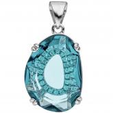 Anhänger 925 Sterling Silber mit 19 Zirkonia weiß und 1 Kristall türkis Anhänger 925 Sterling Silber mit 19 Zirkonia weiß und 1 Kristall türkis