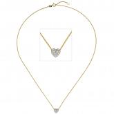 Collier "Herz" 375 Gelbgold mit 14 Zirkonia weiß 45 cm | Gelbgoldschmuck