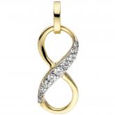 Anhänger "Acht" 375 Gelbgold mit 10 Zirkonia weiß | JOBO