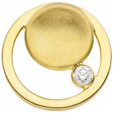 Anhänger rund 585 Gelbgold/teilmatt mit Brillant Sun-Optik Anhänger rund 585 Gelbgold/teilmatt mit Brillant Sun-Optik