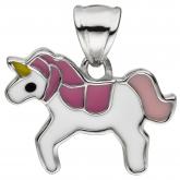 Kinder Anhänger "Einhorn" 925 Sterling Silber mit Emaille bunt | Silberschmuck