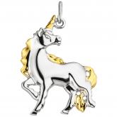 Anhänger "Einhorn" 925 Sterling Silber/teilvergoldet | Silberschmuck