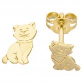 Ohrstecker "Katze" 333 Gelbgold | Gelbgoldschmuck