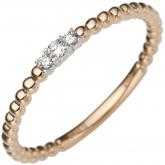 Kugel-Ring 585 Rot-/Weißgold mit 3 Brillanten | Rosé- und Rotgoldschmuck