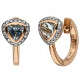 Creolen 585 Rotgold mit 2 Aquamarinen und 36 Brillanten | Rosé- und Rotgoldschmuck