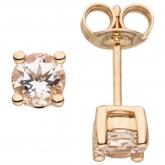 Ohrstecker 585 Rotgold mit 2 Morganiten (Rosenberyll) leicht rosa | Edelsteine