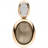 Anhänger oval 585 Rotgold mit Mondstein-Cabochon und 16 Brillanten | Rosé- und Rotgoldschmuck