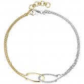 Armband 2-reihig 585 Gelb-/Weißgold mit 18 Brillanten 19,5 cm | Gelbgoldschmuck