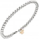 Kugel-Armband 585 Weißgold mit Engel 585 Rotgold 19 cm | Weißgoldschmuck