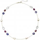 Turmalin-Collier multicolor 585 Gelbgold 45 cm | Edelsteine