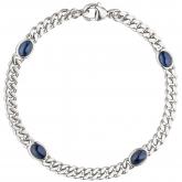 Armband 585 Weißgold mit 4 Blue Saphir Cabochons 19 cm | Edelsteine