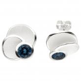 Ohrstecker "Blüte" 925 Sterling Silber mit 2 Blautopasen London Blue | Edelsteine