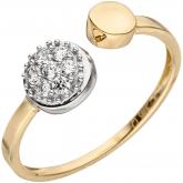 Damen Ring offen 375 Gelb-/Weißgold mit 7 Zirkonia weiß | Gelbgoldschmuck
