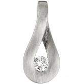 Anhänger "Tropfen" 950 Platin matt mit Brillant | Edelsteine