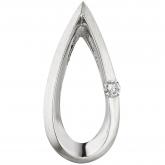 Anhänger "Tropfen" 950 Platin teilmatt mit Brillant 0,025 ct. | Edelsteine