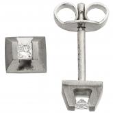 Ohrstecker 950 Platin/matt mit 2 Diamanten Prinzess-Schliff | Platinschmuck