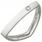Damen Ring dreieckig 950 Platin/matt mit Brillant 0,035 ct.