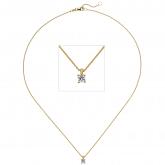 Collier mit Anhänger Brillant 0,15 ct. 585 Gelbgold ca. 45 cm | Gelbgoldschmuck