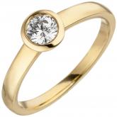 Damen Ring 585 Gelbgold mit Brillant 0,15 ct. rund gefasst