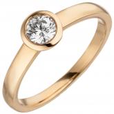 Damen Ring 585 Rotgold mit Brillant 0,15 ct. rund gefasst | Rosé- und Rotgoldschmuck