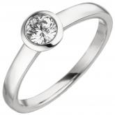 Damen Ring 585 Weißgold mit Brillant 0,15 ct. rund gefasst
